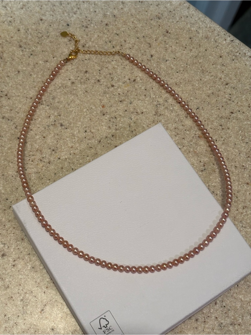 4-5mm Pink/peach Full Strand Sterling Silver Necklace